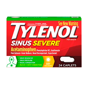 SINUS SEVERE RELIEF ACETAMINOPHEN CAPLETS 24 ct