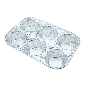 ALUMINUM PAN 6 CUPS MUFFIN  48/2 ct