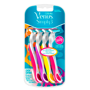 VENUS SIMPLY 3 WOMEN'S DISPOSABLE RAZORS 4ct