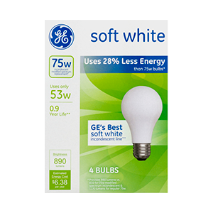 LIGHTBULBS SOFT WHITE 75W