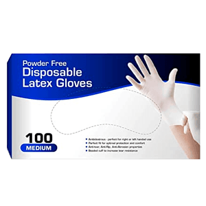 POWDER FREE DISP LATEX GLOVES MEDIUM 100 ct