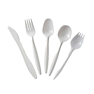 WHITE PLASTIC FORK/KNIFE/TEASPOON  48/50 ct