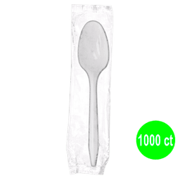 WHITE PLASTIC SPOON INDIVIDUAL WRAPPED 1000 ct - Home & Kitchen