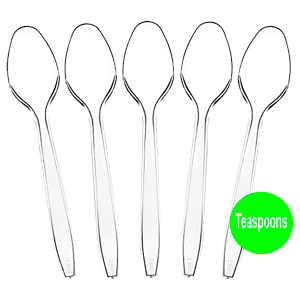 HEAVY DUTY CLEAR TEASPOONS 48/24ct