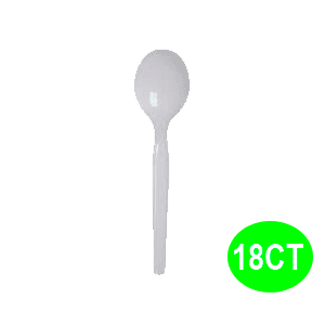 WHITE PLASTIC SOUP SPOONS 24/18 ct