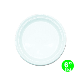 6"  WHITE PLASTIC PLATE  24/15 ct - Home & Kitchen