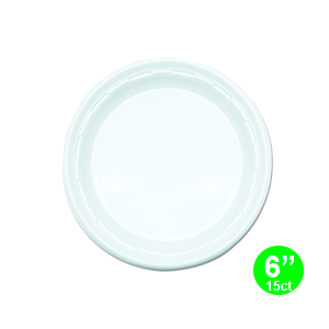 6"  WHITE PLASTIC PLATE  24/15 ct