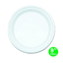 9" WHITE  PLASTIC PLATE   4/100 ct - Home & Kitchen