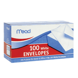 Mead - WHITE ENVELOPES SMALL 100 ct - Tape/office/games