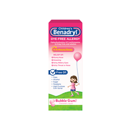 Benadryl - CHILDREN ALLERGY RELIEF LIQUID DYE FREE BUBBLEGUM 4 oz - Medicine