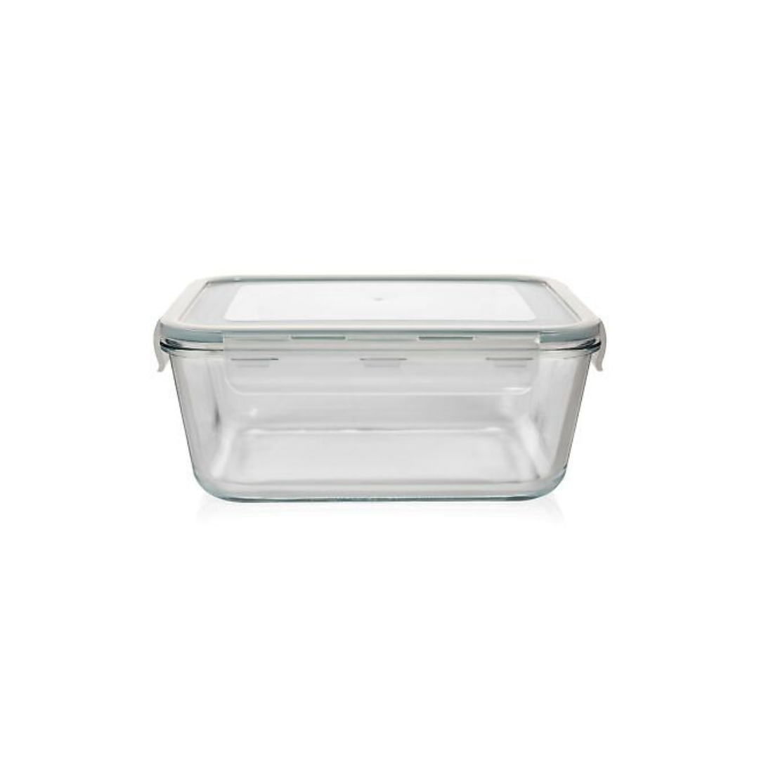 RECTANGULAR GLASS FOOD CONTAINER W/LID 27 OZ