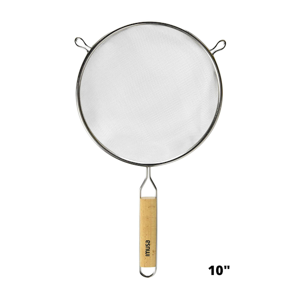 STAINLESS STEEL STRAINER W/WOOD HANDLE 10"