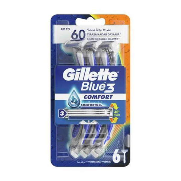 RAZORS BLUE 3 COMFORT 6 ct