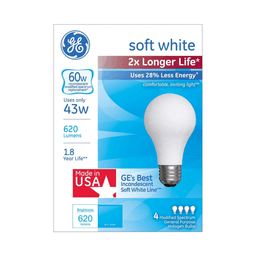 Ge - SOFT WHITE 43W 12CT/4PK - Batteries/electrical