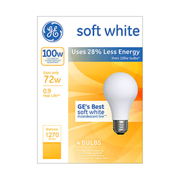 Ge - SOFT WHITE 72W 12CT/4PK - Batteries/electrical