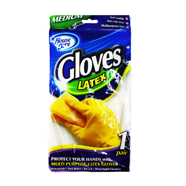 YELLOW LATEX GLOVES MEDIUM