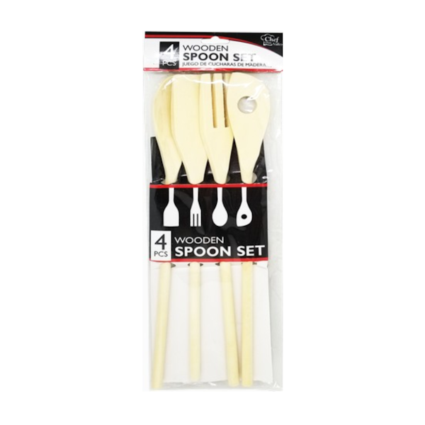 WOODEN SPOON SET 4 pk