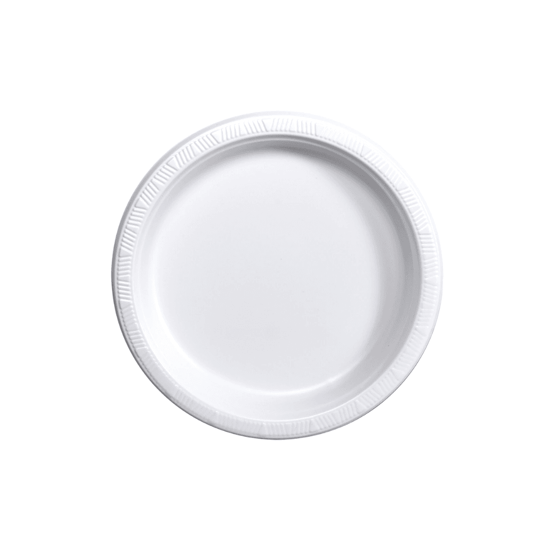 9" WHITE PLASTIC PLATES 50CT CS/20